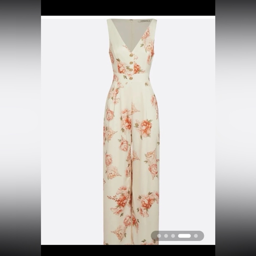 NWT Fehaute Yellow Floral Buckle Regular Fit Jumpsuit With Pockets size 8 - Picture 4 of 12